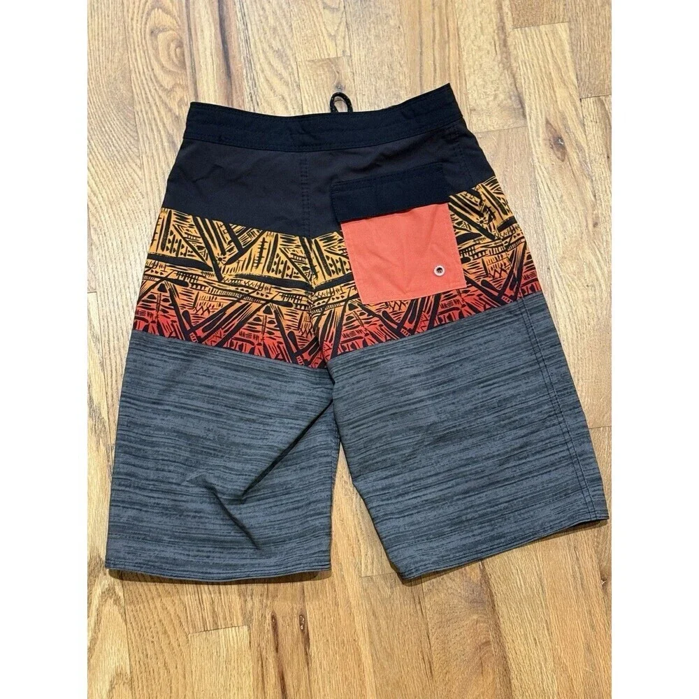 Ron Jon Orange Black Boardshorts/Swim Shorts Trunks Bottoms Size 23